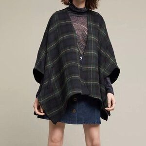 Anthropologie Plaid Cape